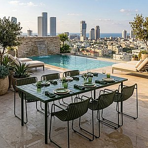 סט פינת אוכל מורינה שולחן מלבני + 6 כיסאות ירוק סט פינת אוכל מורינה שולחן מלבני + 6 כיסאות ירוק